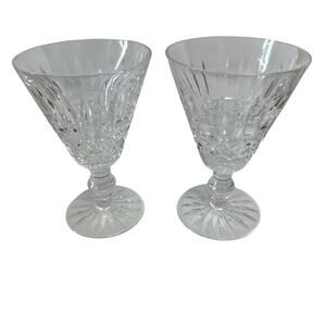 2 Waterford Crystal Tramore Wine Glass Cut Criss Cross Vertical Lines White Wine